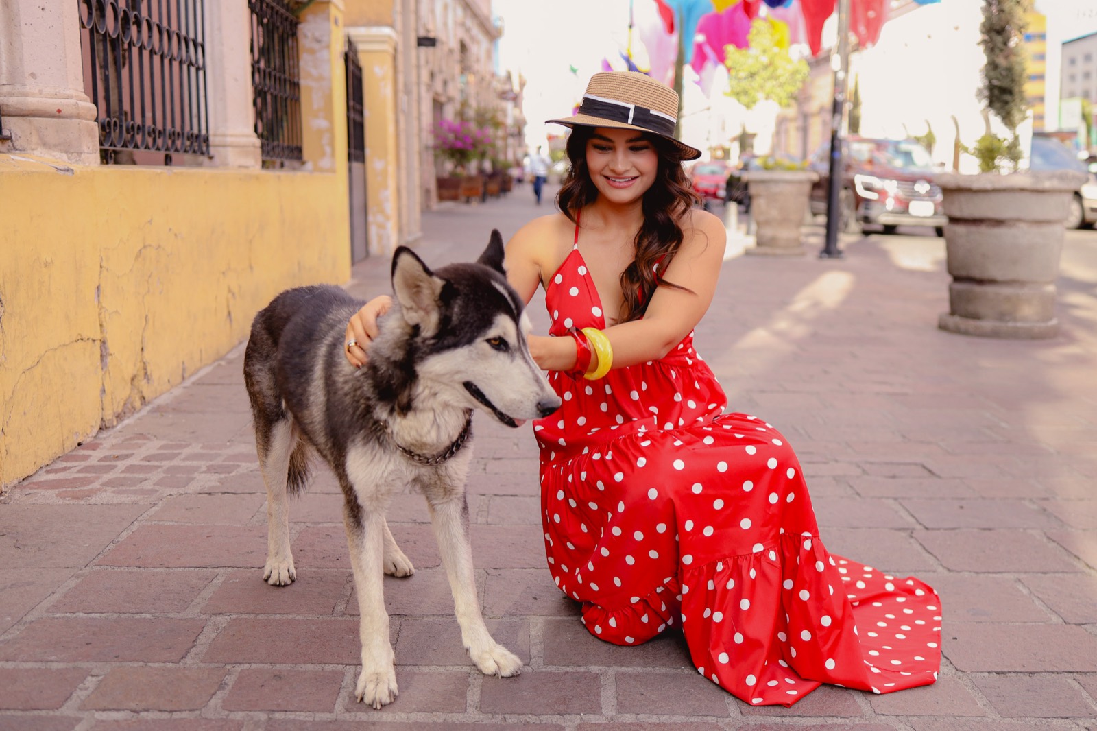 Vestido rojo de bolitas ADELAIDA